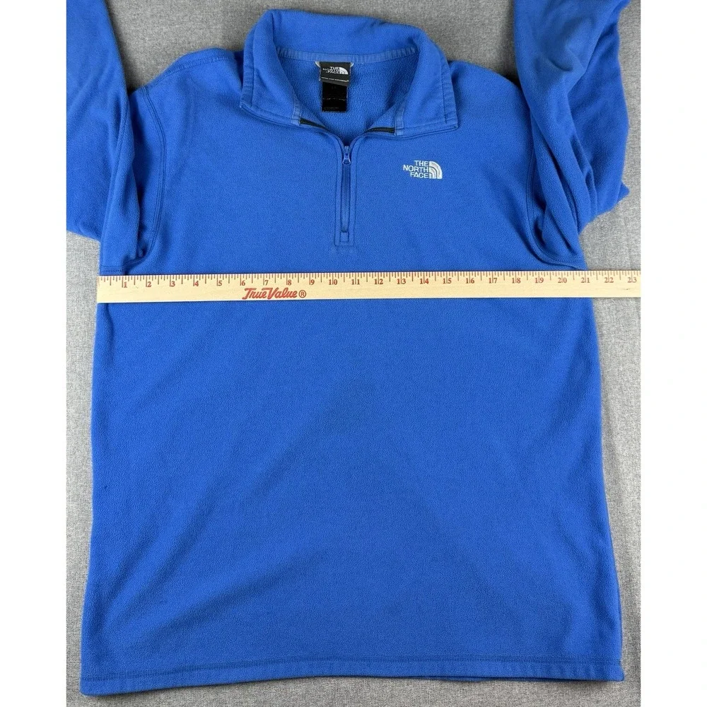 The North Face Men's Large Blue 1/4 Zip Fleece Pullover Jacket Logo